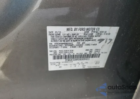 2013 Ford Flex Limited z USA, uszkodzony, nr VIN 2FMGK5D89DBD09455